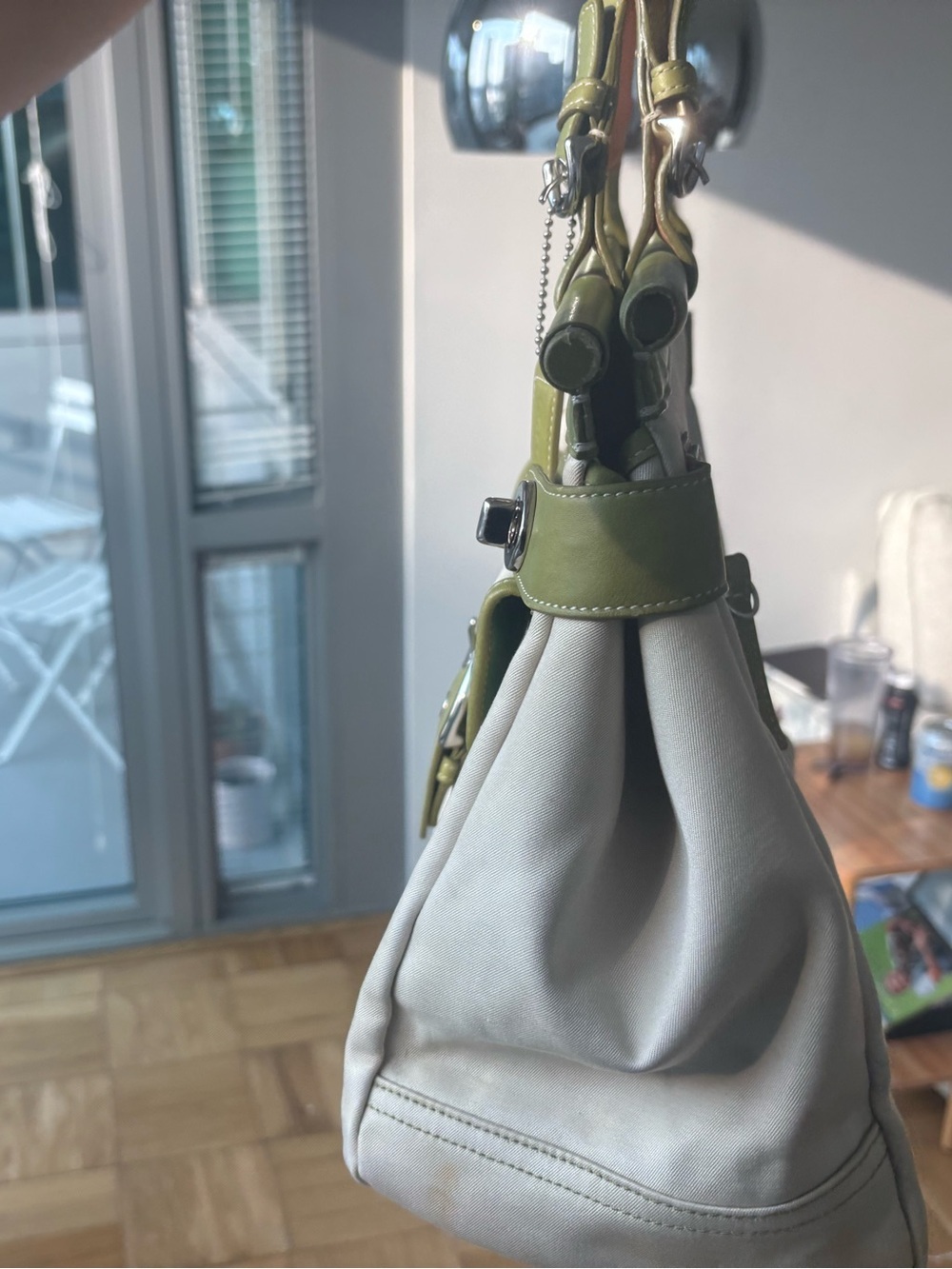 Coach Canvas and Olive Green Leather Tote Bag - Picture 5 of 6